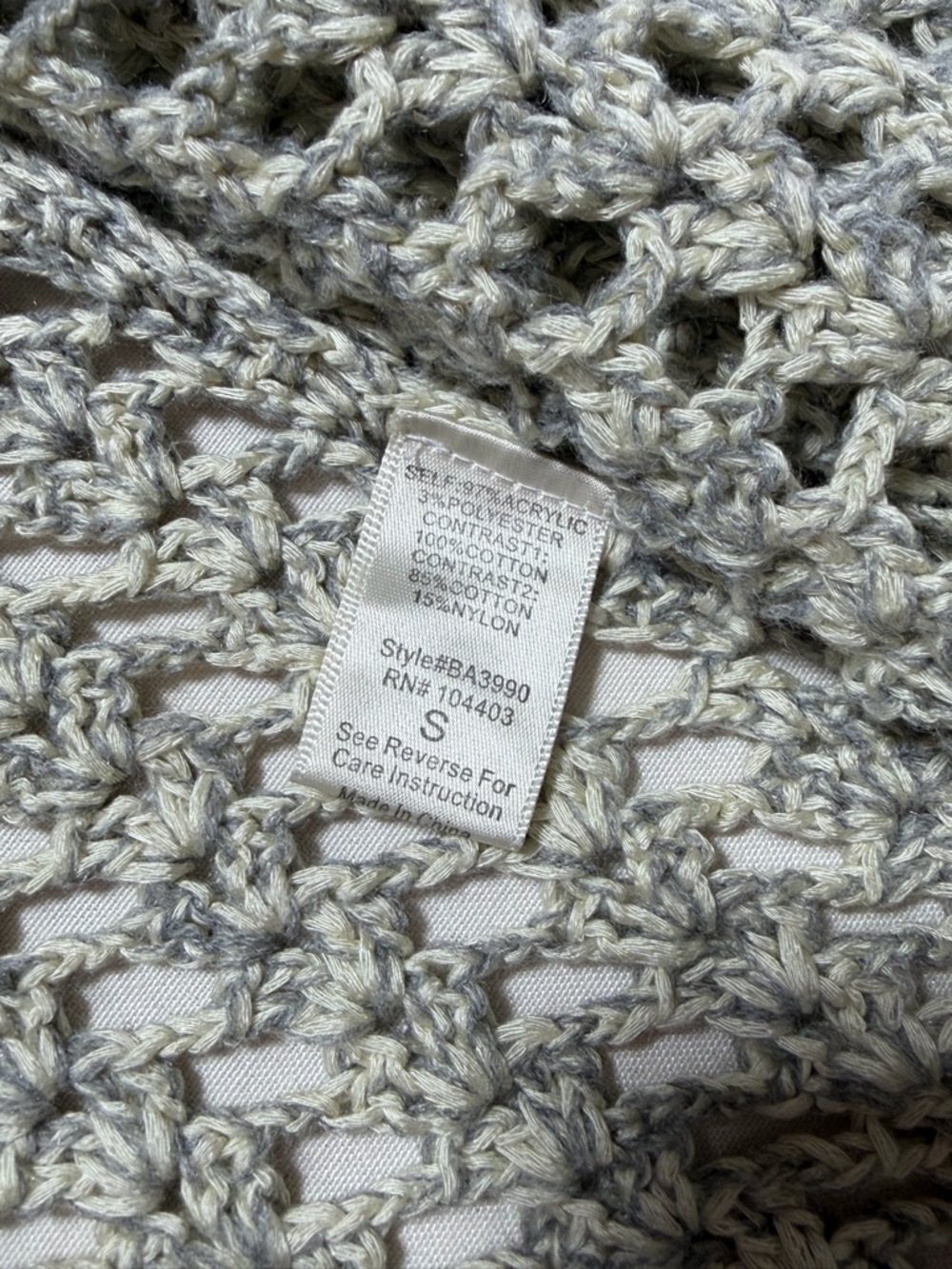 Blu Pepper Cream Crochet Vest Small Ivory Open Front Boho Festival Layering - Picture 5 of 5